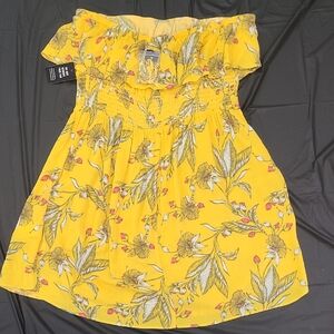 Yellow Floral Off-Shoulder Dress